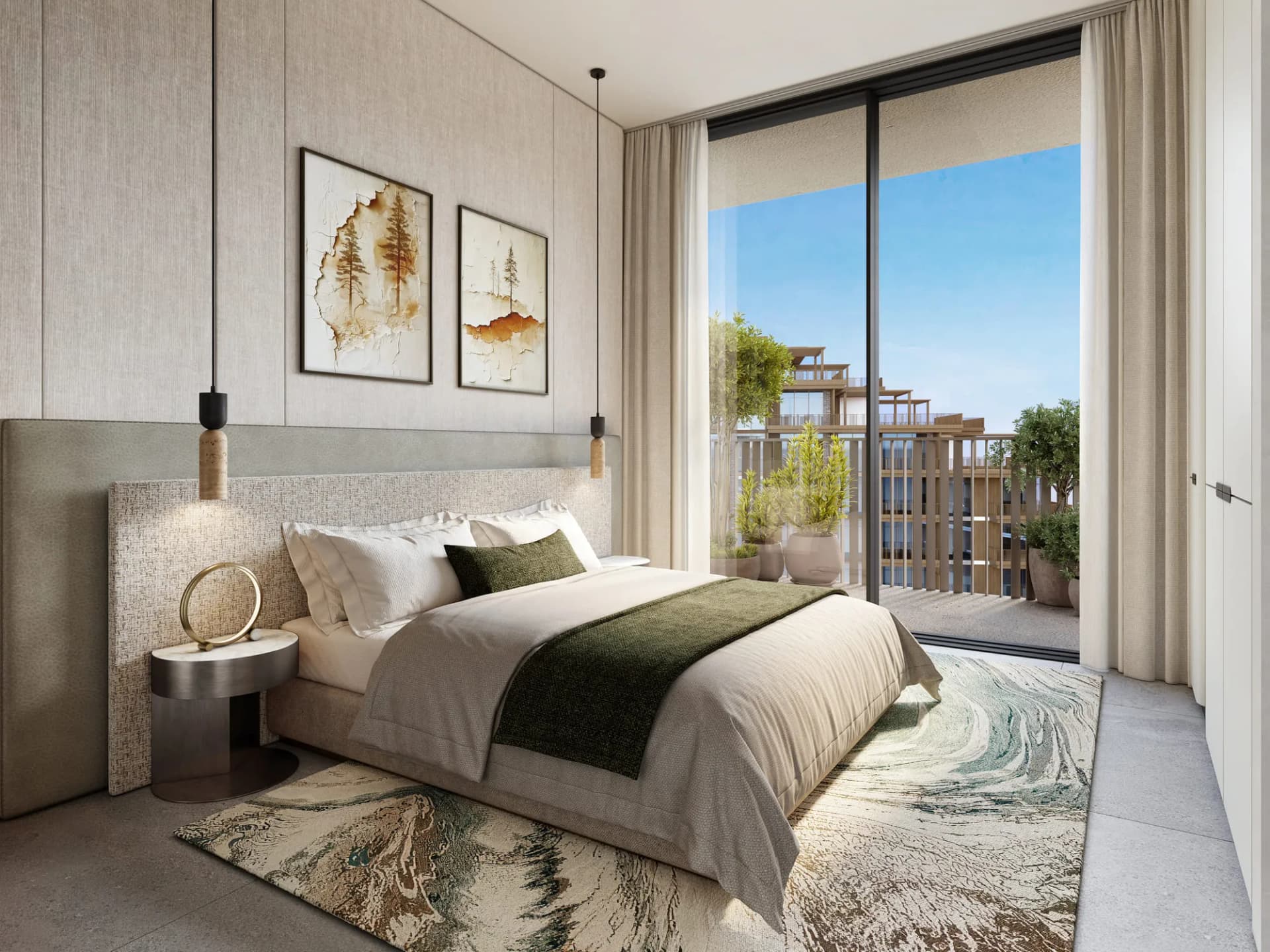 Bedroom with balcony at The Yards by BEYOND